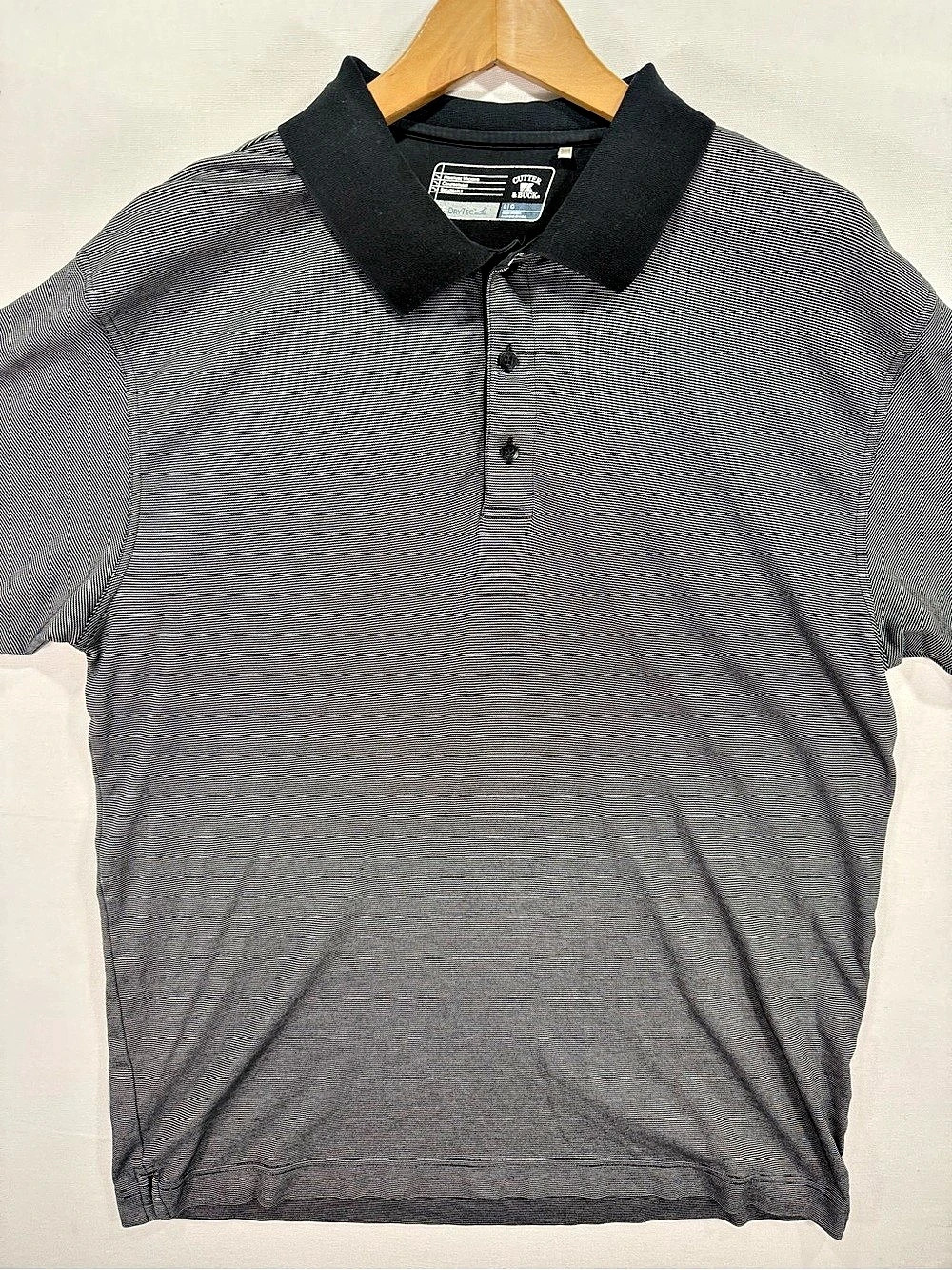Cutter & Buck CB DryTec Moisture Wicking Polo Black & Gray Large